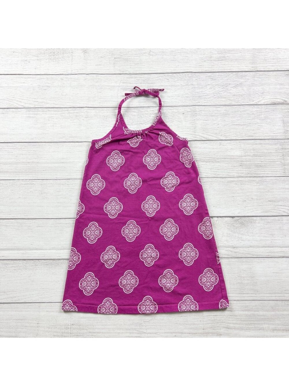 Hanna Andersson Girls Purple Halter Dress White Floral Print 120 S 6-7